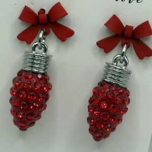 Red Bow and Bulb Earrings